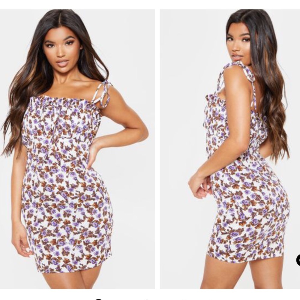 Lilac floral printed dress.